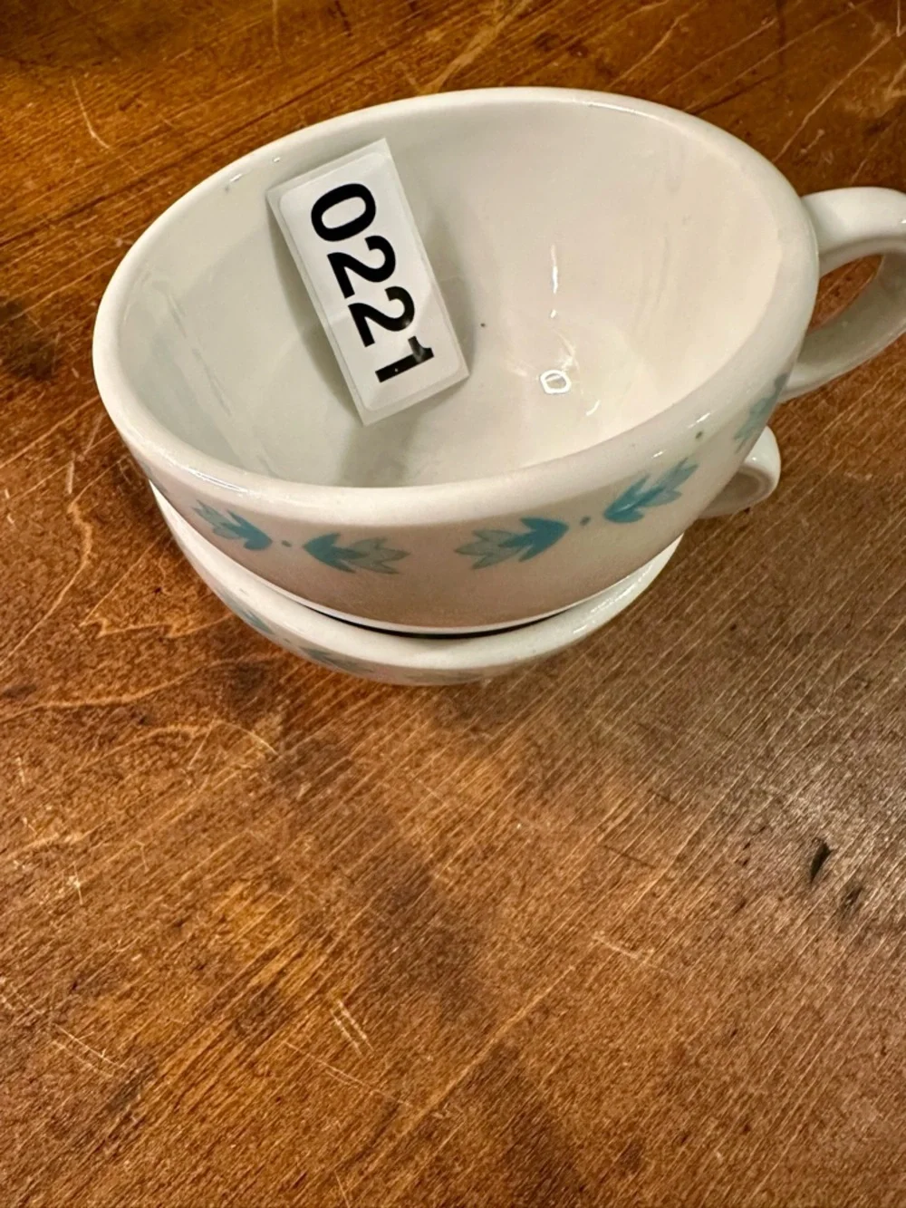 Vintage Shenango China Cups Blue Leaf Restaurant Ware